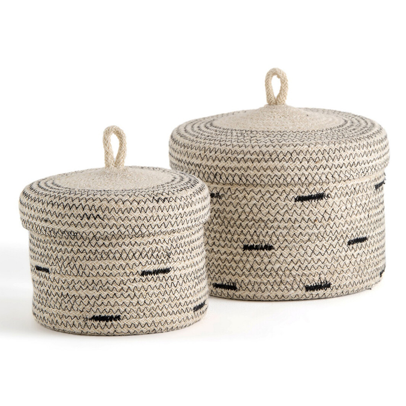 Комплект корзин из джута Wicker Baskets Черный Бежевый Комплект корзин из джута Wicker Baskets Черный Бежевый в Барнауле | Loft Concept