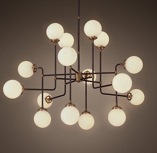 Люстра Bistro Globe Clear Glass Chandelier 16 Milk Черный Люстра Bistro Globe Clear Glass Chandelier 16 Milk Черный в Барнауле | Loft Concept