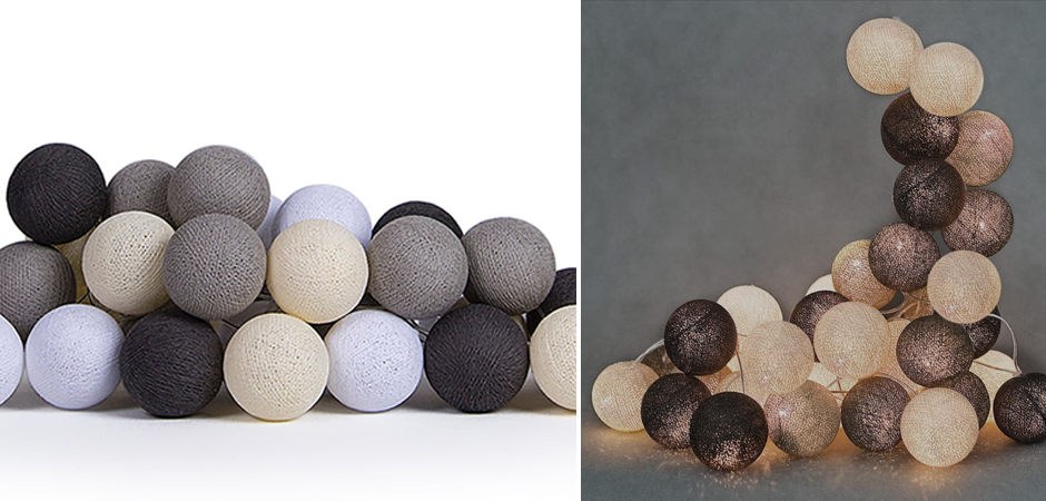 Гирлянда хлопковые фонарики Сotton Ball Taupe - Loft-Concept в Барнауле