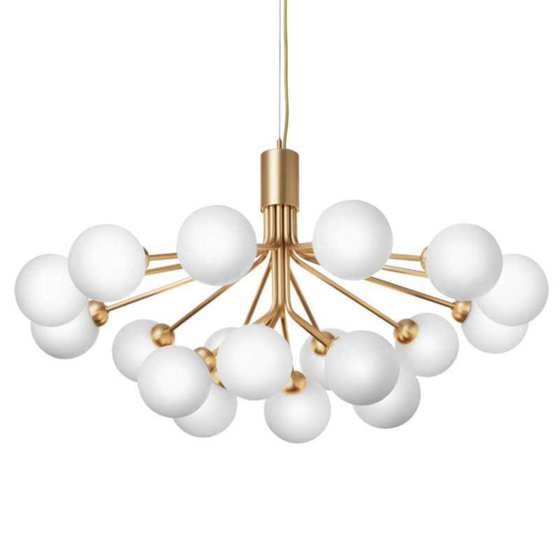 Люстра Berries Chandelier White Balloons Gold 18 Золотой Белое матовое стекло Люстра Berries Chandelier White Balloons Gold 18 Золотой Белое матовое стекло в Барнауле | Loft Concept