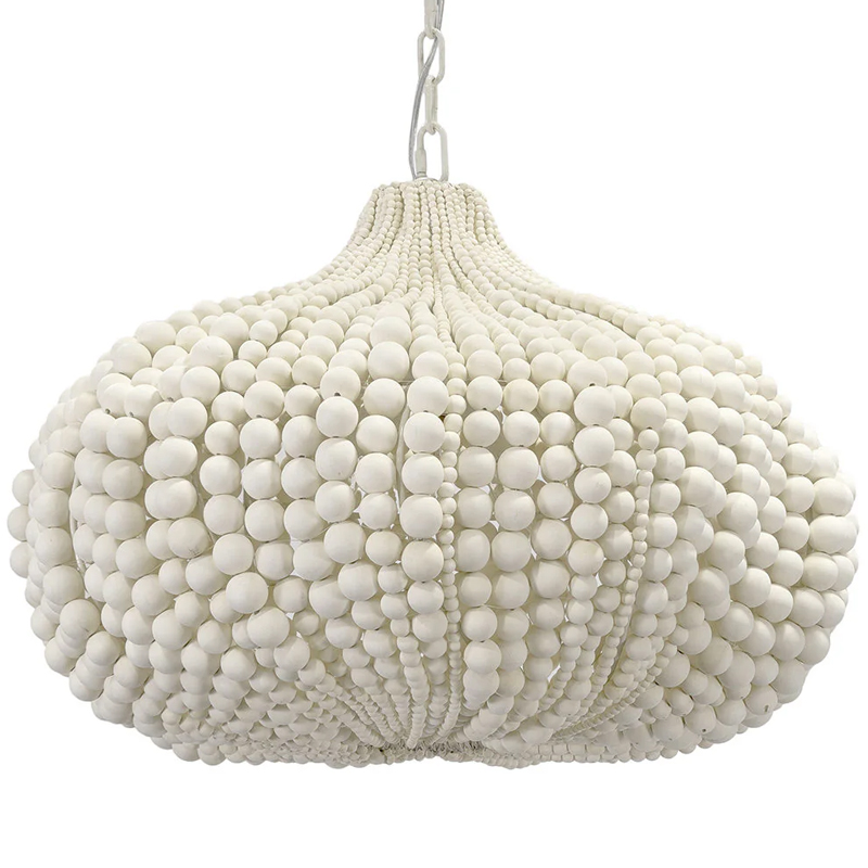 Люстра декорированная белыми деревянными бусинами White Wooden Beads Chandelier Белый Люстра декорированная белыми деревянными бусинами White Wooden Beads Chandelier Белый в Барнауле | Loft Concept