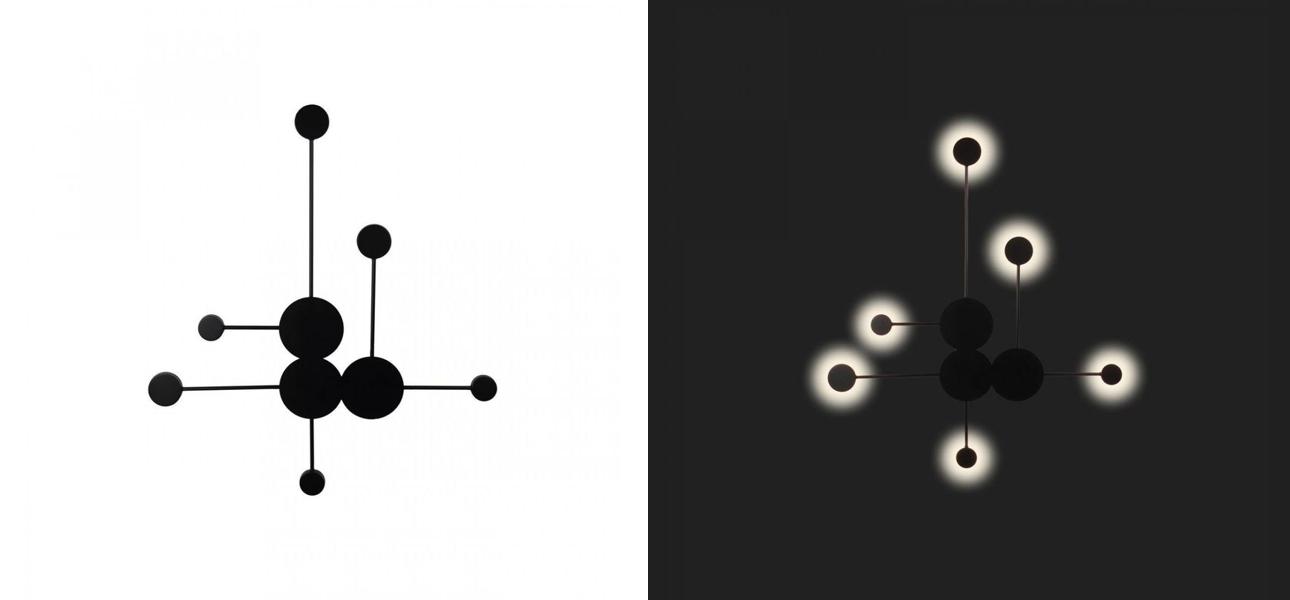 Бра Лофт Vibia Pin Wall Light 6 плафонов Черный цвет - фото