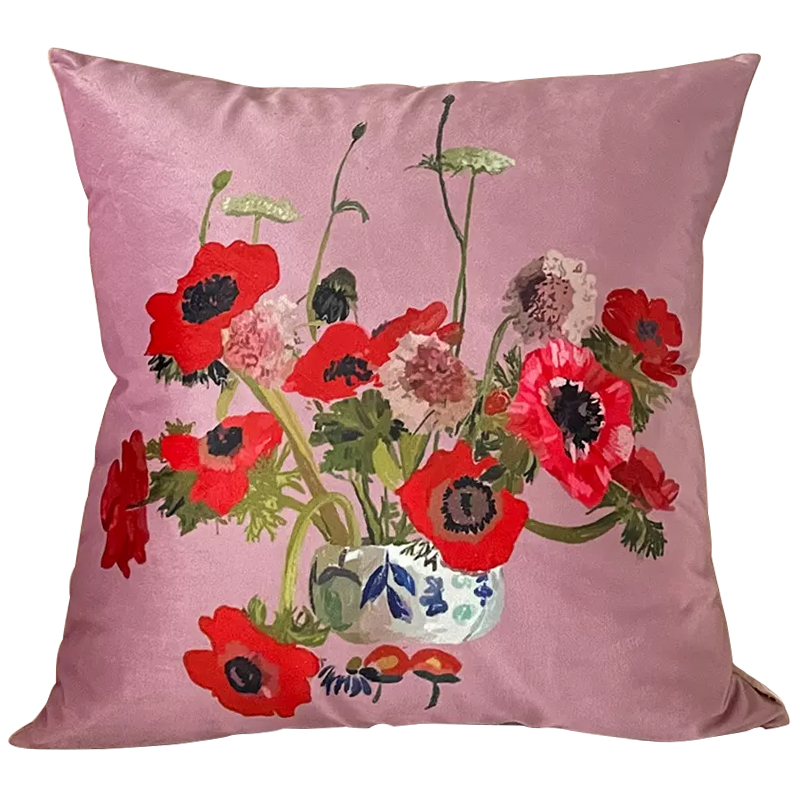 Декоративная подушка Red Poppy Flowers Pillow Розовый Красный Мульти Декоративная подушка Red Poppy Flowers Pillow Розовый Красный Мульти в Барнауле | Loft Concept