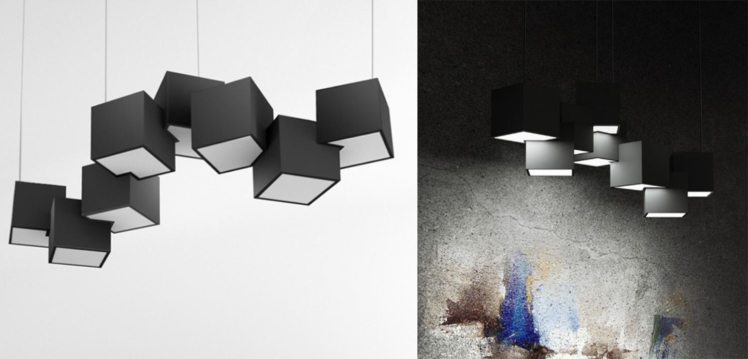 Дизайнерский светодиодный светильник Черный Eight Squares Lamp - фото