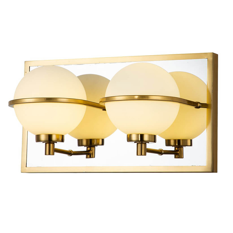 Бра Two Balls Reflection Wall Lamp Латунь Белый в Барнауле | Loft Concept 