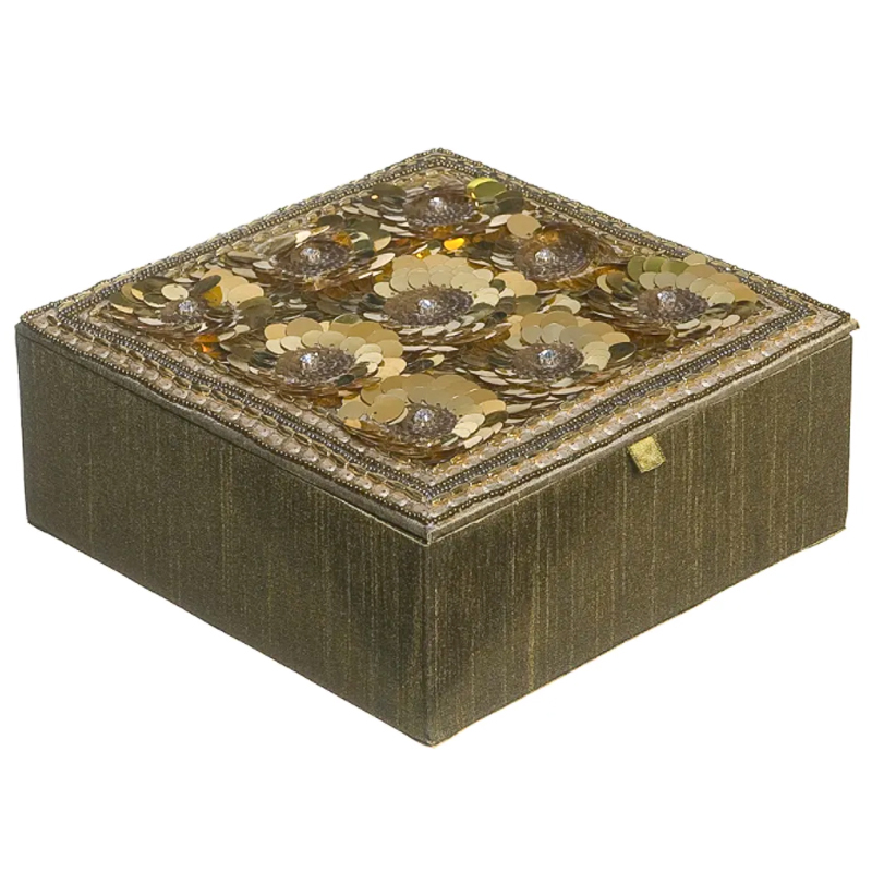 Шкатулка с вышивкой из бисера Flower Beads Embroidery Box Золотой в Барнауле | Loft Concept 