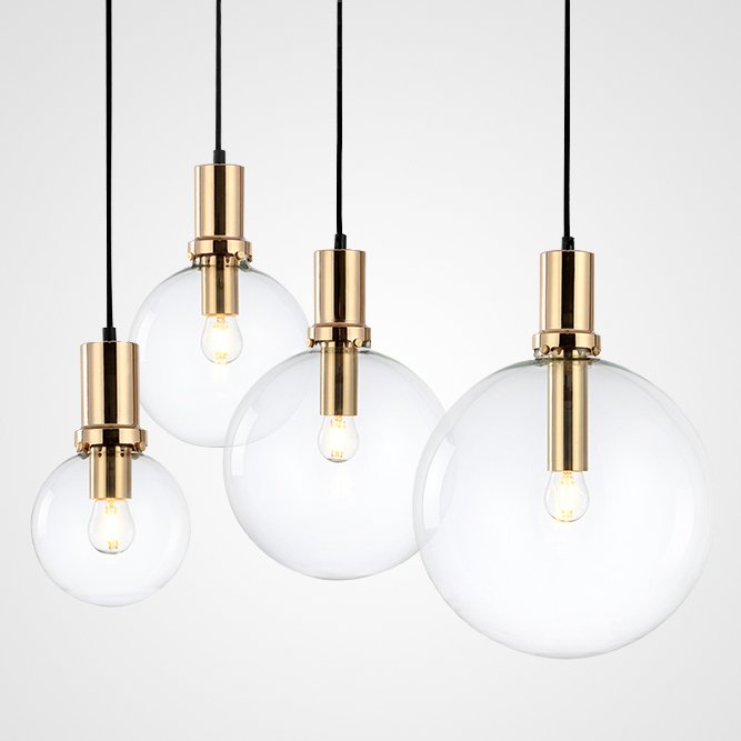 Подвесной светильник Glass Globe Gold Прозрачное Стекло Золотой Подвесной светильник Glass Globe Gold Прозрачное Стекло Золотой в Барнауле | Loft Concept