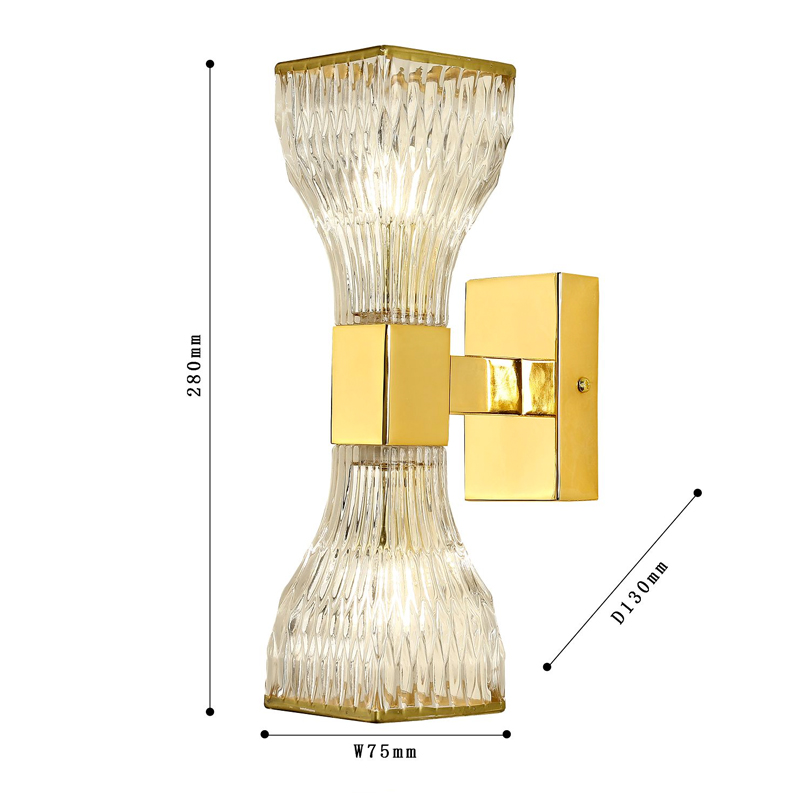 Бра с двумя плафонами из рельефного стекла GLASS HORN Gold Бра с двумя плафонами из рельефного стекла GLASS HORN Gold в Барнауле
