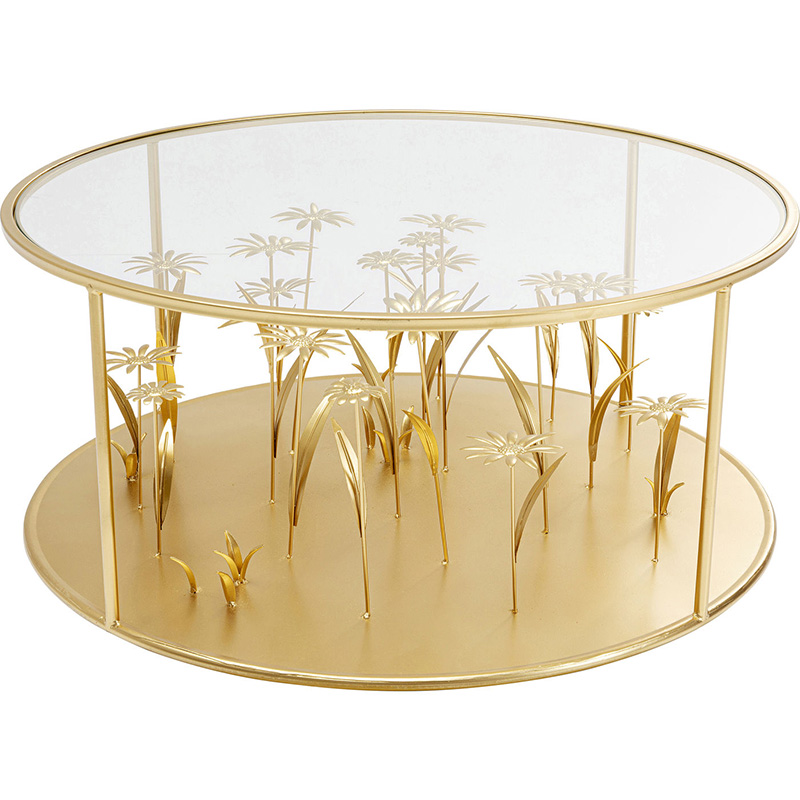 Кофейный стол Golden Flowers Золотой Прозрачный в Барнауле | Loft Concept 