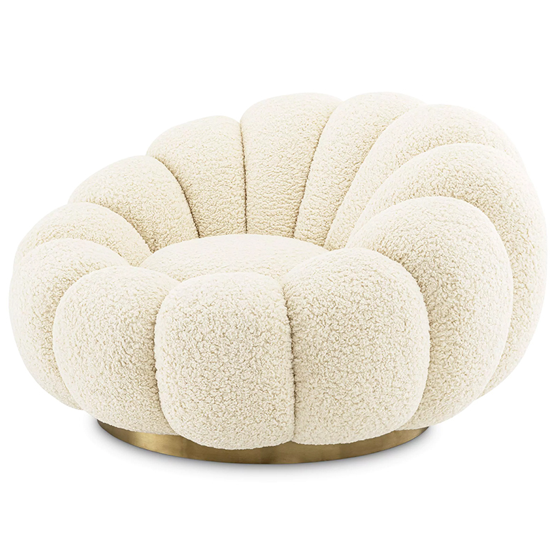 Кресло Eichholtz Swivel Chair Mello Faux Shearling Молочный Латунь Кресло Eichholtz Swivel Chair Mello Faux Shearling Молочный Латунь в Барнауле | Loft Concept