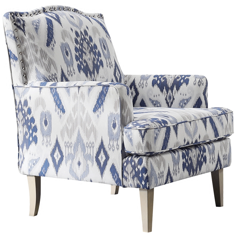 Кресло Armchair Ornament Blue Ikat Белый Светло-синий Бежевый Кресло Armchair Ornament Blue Ikat Белый Светло-синий Бежевый в Барнауле | Loft Concept