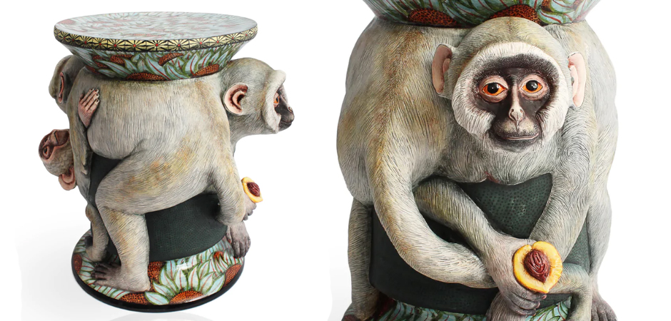 Табурет Обезьяна с фруктом ручная работа Monkey Side Table Табурет Обезьяна с фруктом ручная работа Monkey Side Table - Loft-Concept в Барнауле