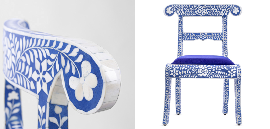 Стул инкрустация костью Bone Inlay Chairs синий Стул инкрустация костью Bone Inlay Chairs синий - Loft-Concept в Барнауле