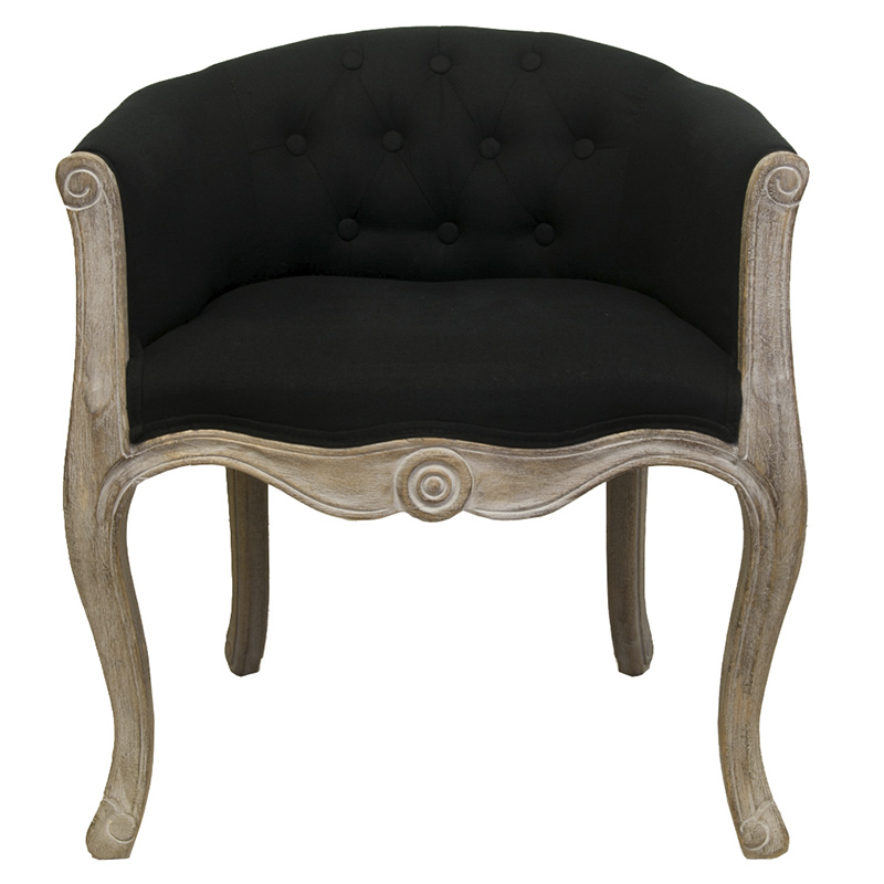 Кресло низкое в стиле прованс Louis French Armchair black flax Черный Бежево-серый Кресло низкое в стиле прованс Louis French Armchair black flax Черный Бежево-серый в Барнауле | Loft Concept