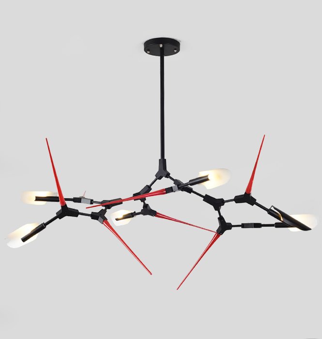 Люстра Red Spikes Chandelier 6 Черный Красный Люстра Red Spikes Chandelier 6 Черный Красный в Барнауле | Loft Concept