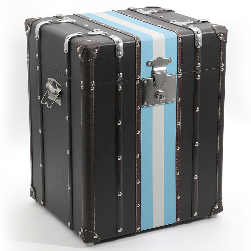 Сундук Wooden Chest Blue Stripe Черный Коричневый Синий Белый Сундук Wooden Chest Blue Stripe Черный Коричневый Синий Белый в Барнауле | Loft Concept