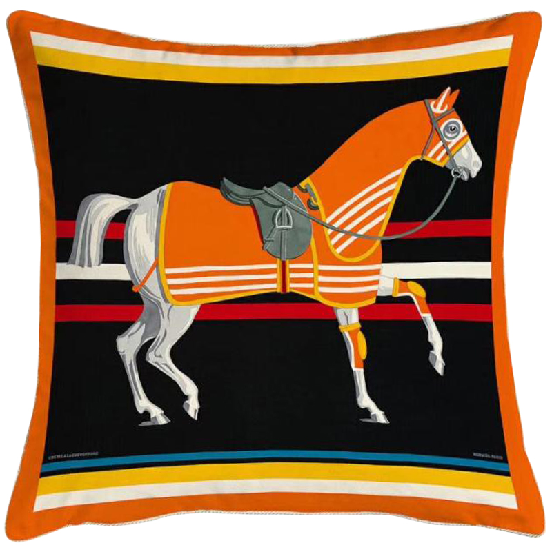 Декоративная подушка Hermes Horse 67 Черный Оранжевый Желтый Мульти Декоративная подушка Hermes Horse 67 Черный Оранжевый Желтый Мульти в Барнауле | Loft Concept