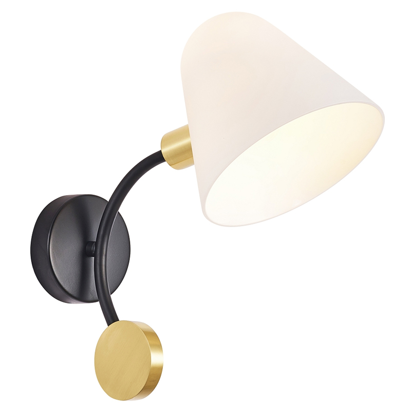 Бра с белым матовым плафоном Wind Bells Белый Золотой Черный Бра с белым матовым плафоном Wind Bells Белый Золотой Черный в Барнауле | Loft Concept