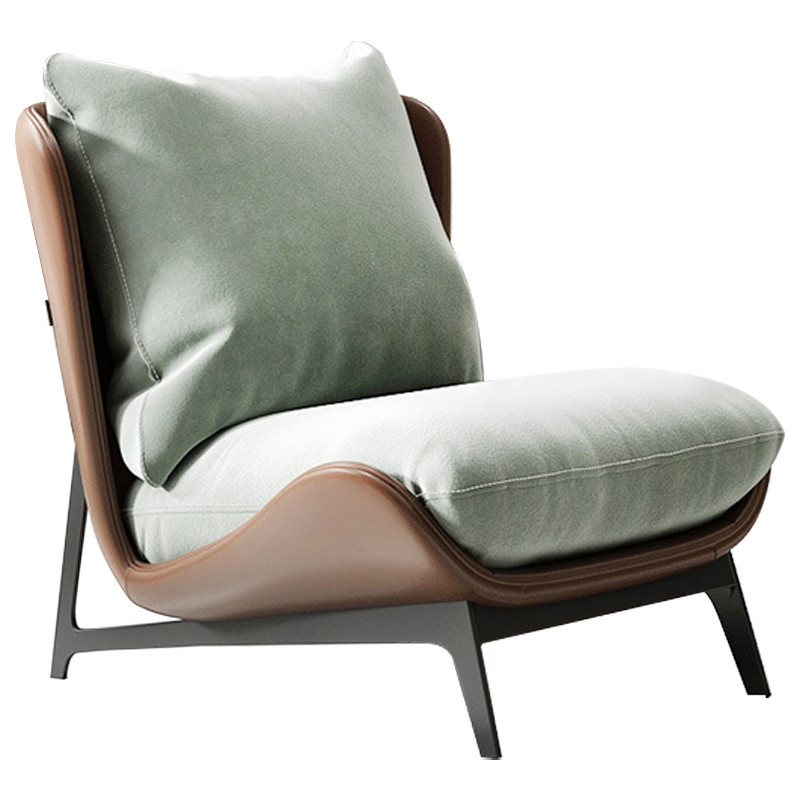 Кресло Maxwell Green Textile Leather Armchair Зеленый шалфей Коричневый Черный Кресло Maxwell Green Textile Leather Armchair Зеленый шалфей Коричневый Черный в Барнауле | Loft Concept