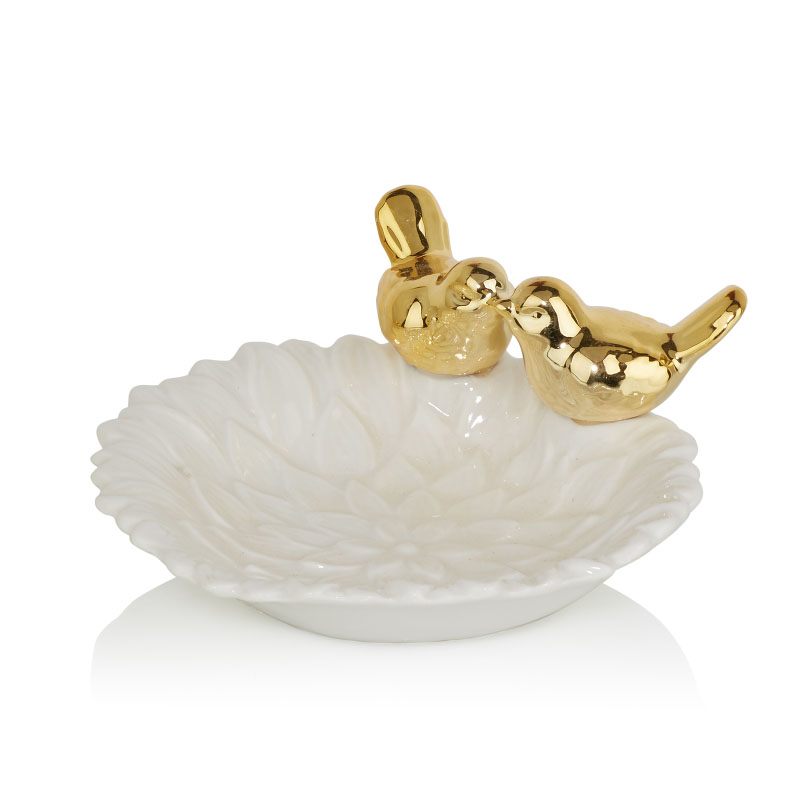 Блюдо Decorative Dish Birds Kiss Белый Глянцевое золото Блюдо Decorative Dish Birds Kiss Белый Глянцевое золото в Барнауле | Loft Concept