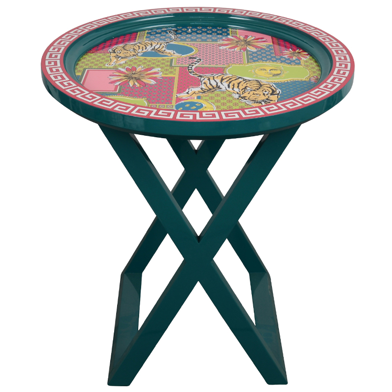Приставной стол Tigers Painted Round Countertop Side Table Изумрудный Мульти Приставной стол Tigers Painted Round Countertop Side Table Изумрудный Мульти в Барнауле | Loft Concept
