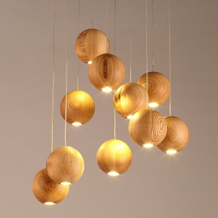 Подвесной светильник Lofter Wooden Sphere Белый дуб Подвесной светильник Lofter Wooden Sphere Белый дуб в Барнауле | Loft Concept