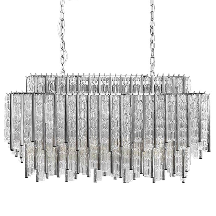 Люстра Chandelier Gigi Rectangle Хром Прозрачное Стекло Люстра Chandelier Gigi Rectangle Хром Прозрачное Стекло в Барнауле | Loft Concept
