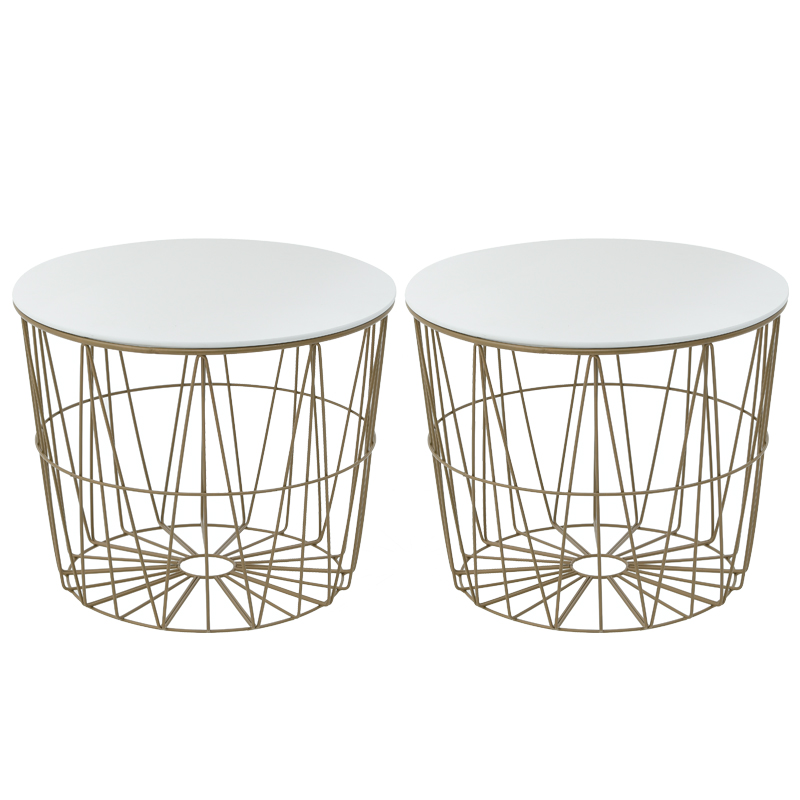 Комплект приставных столов Nieves Gold Table Золотой Белый в Барнауле | Loft Concept 