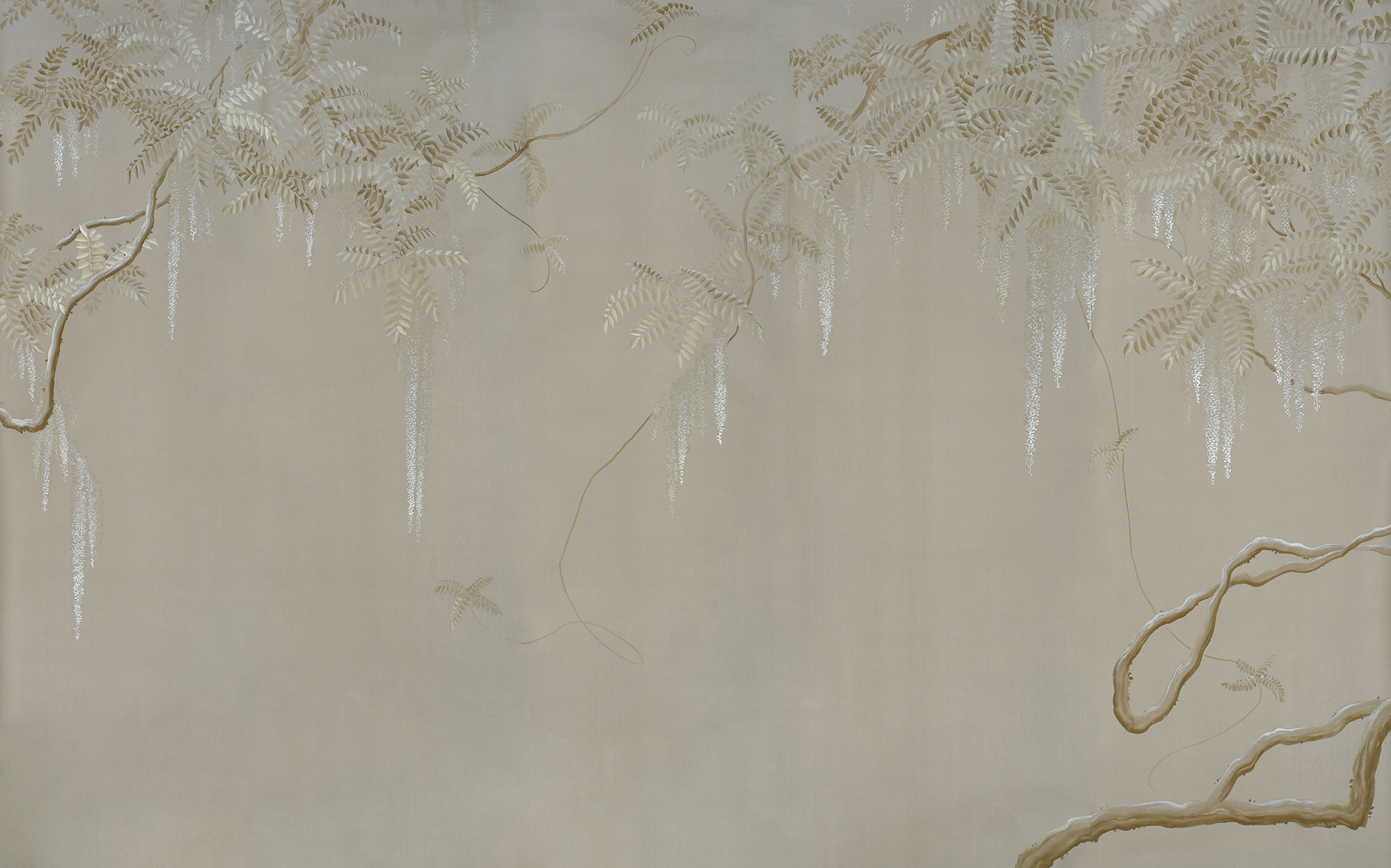 Обои ручная роспись Wisteria Limewash on Lead Grey dyed silk Обои ручная роспись Wisteria Limewash on Lead Grey dyed silk - постер Loft-Concept в Барнауле