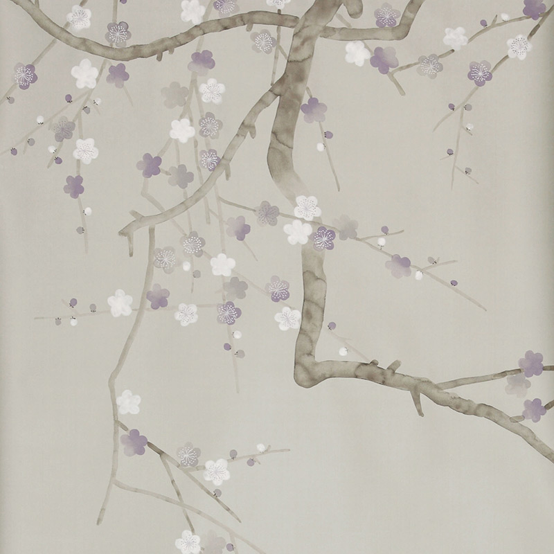 Обои ручная роспись Plum Blossom Special Colourway on Oyster Shell metallic silk  в Барнауле | Loft Concept 