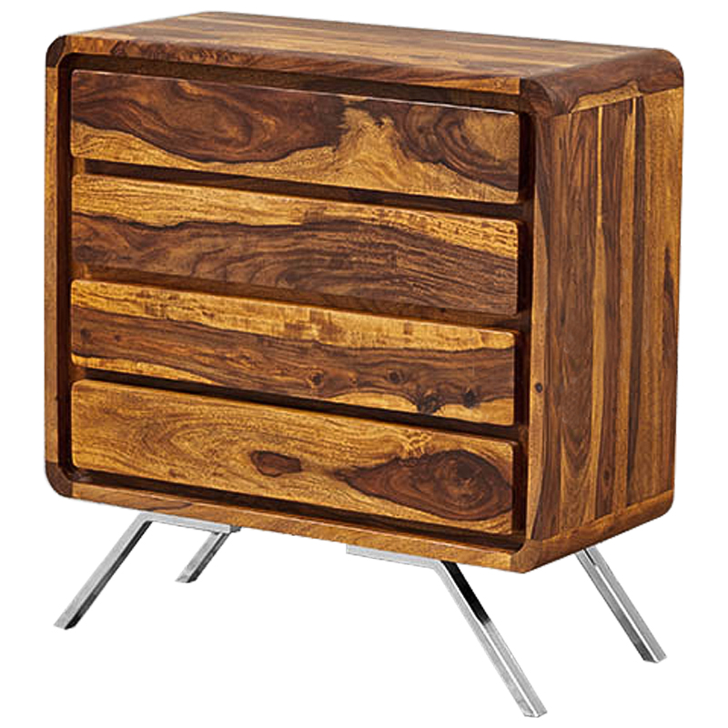 Комод деревянный на металлических ножках Liam Wood Commode Коричневый Хром Комод деревянный на металлических ножках Liam Wood Commode Коричневый Хром в Барнауле | Loft Concept