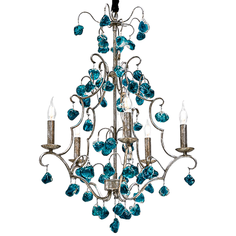 Люстра Crystal Blue Cupertino Chandelier 55 Морская синь Серебро винтаж Люстра Crystal Blue Cupertino Chandelier 55 Морская синь Серебро винтаж в Барнауле | Loft Concept