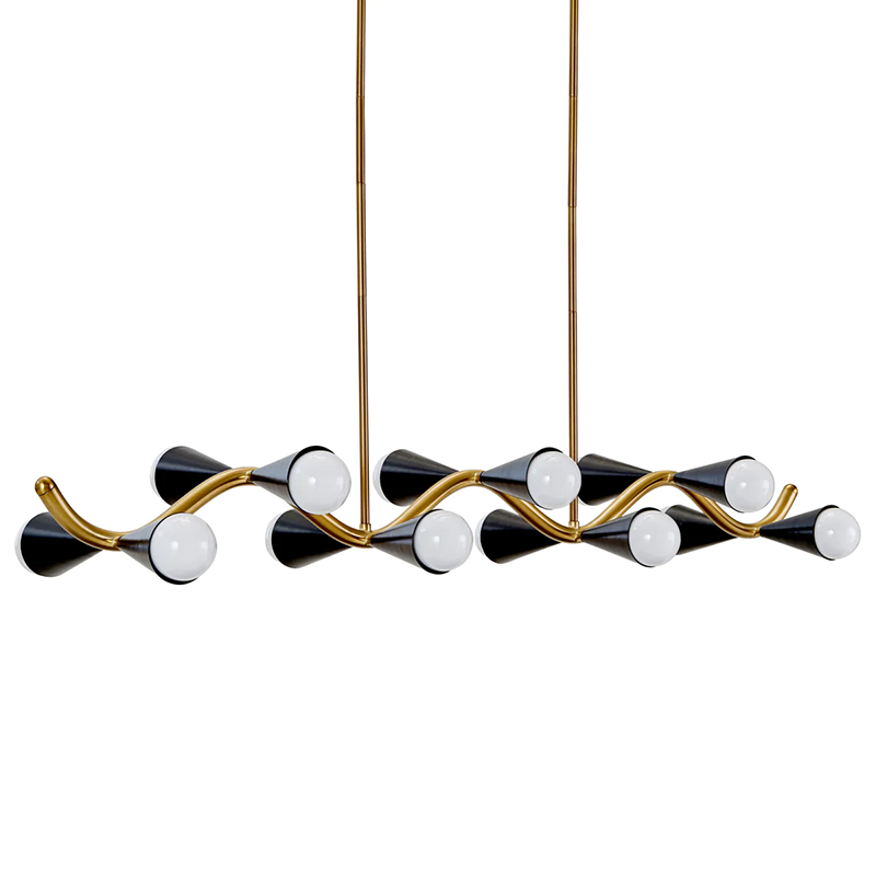Линейная люстра Jonathan Adler CARACAS WAVE CHANDELIER Латунь Черный Линейная люстра Jonathan Adler CARACAS WAVE CHANDELIER Латунь Черный в Барнауле | Loft Concept