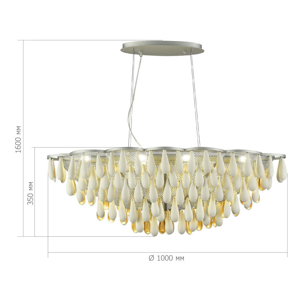 Люстра с подвесками в форме капель на серебристом каркасе Raindrop в Барнауле