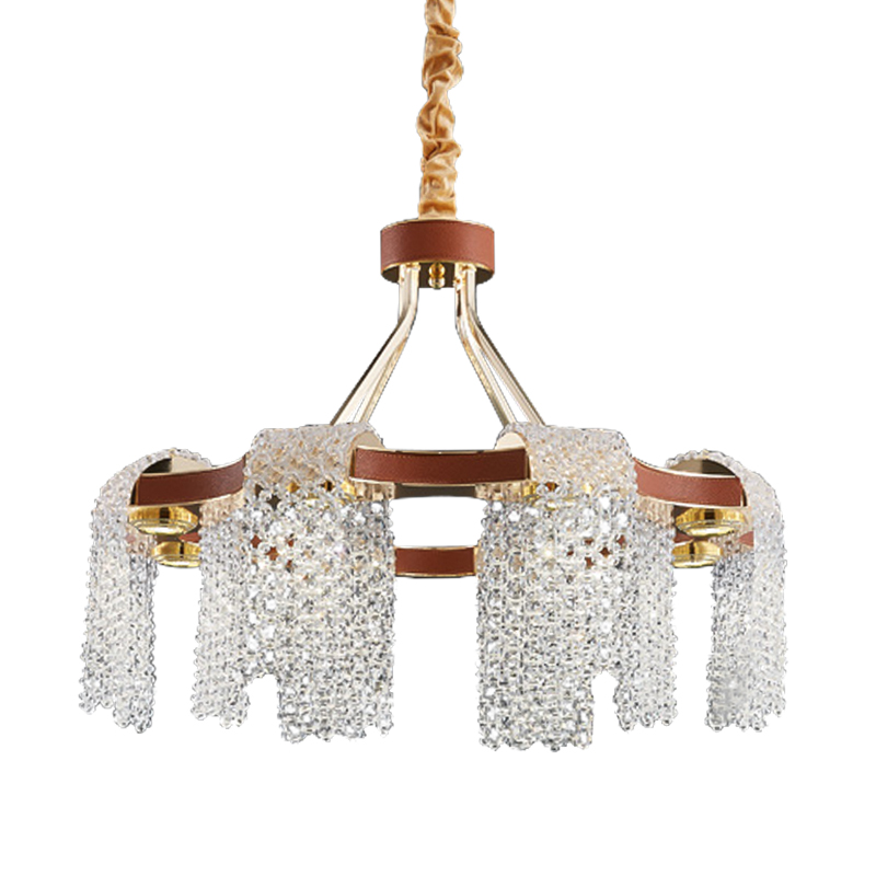 Люстра Leather Glass Chandelier 60 Золотой Коричневый Прозрачный Люстра Leather Glass Chandelier 60 Золотой Коричневый Прозрачный в Барнауле | Loft Concept