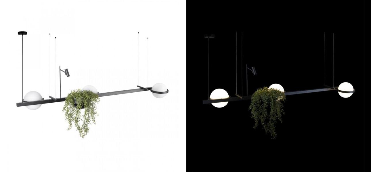 Линейный Светильник подвесной Vibia Palma 3736 c подставкой для живых растений - фото