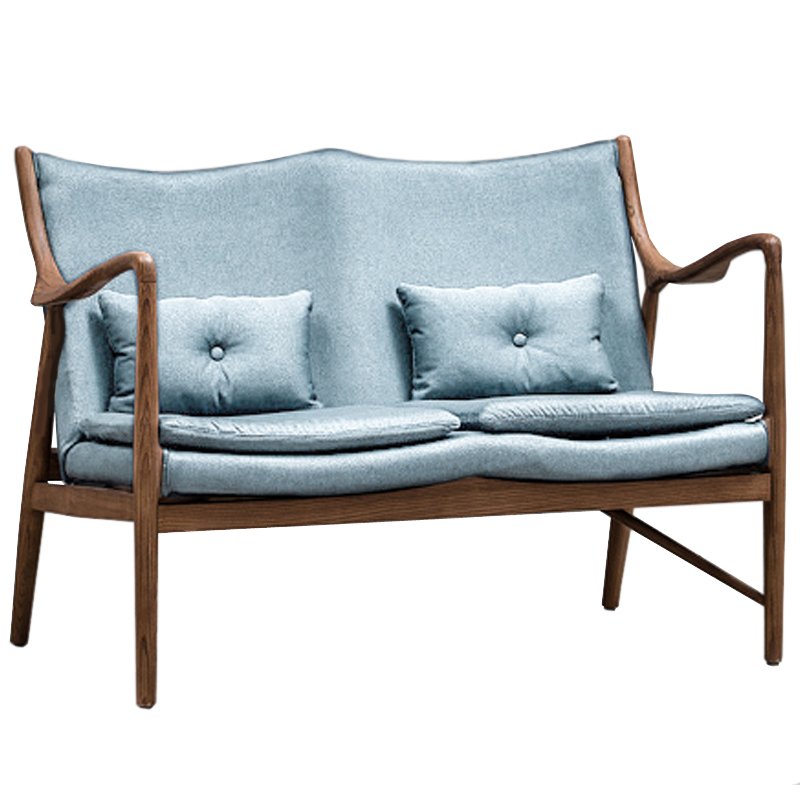 Диван Makeshift Loveseat Sofa light blue linen Голубой Дерево Табак Диван Makeshift Loveseat Sofa light blue linen Голубой Дерево Табак в Барнауле | Loft Concept