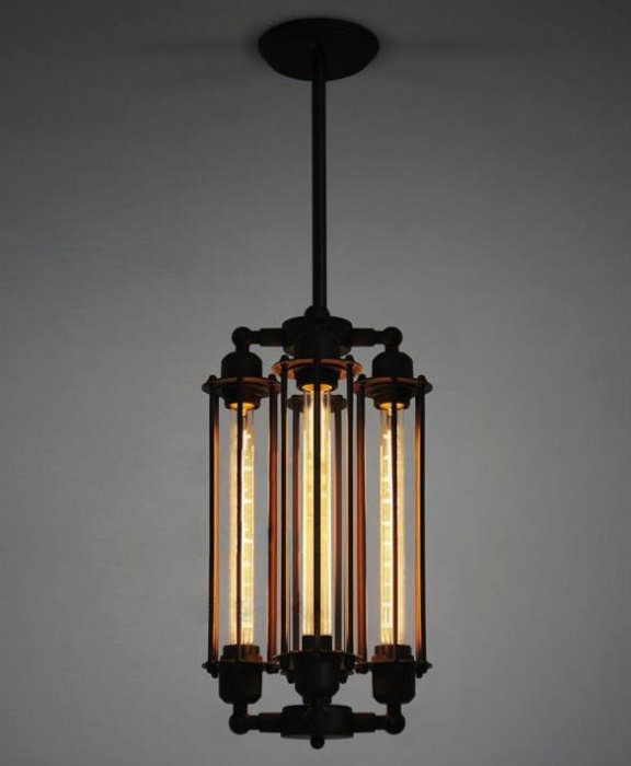 Подвесной светильник Loft Industrial Edison Cage Vertical Quatro Черный Подвесной светильник Loft Industrial Edison Cage Vertical Quatro Черный в Барнауле | Loft Concept