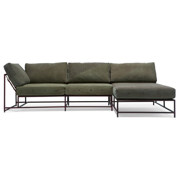 Угловой диван Olive Military Fabric Sectional sofa Оливковый Угловой диван Olive Military Fabric Sectional sofa Оливковый в Барнауле | Loft Concept