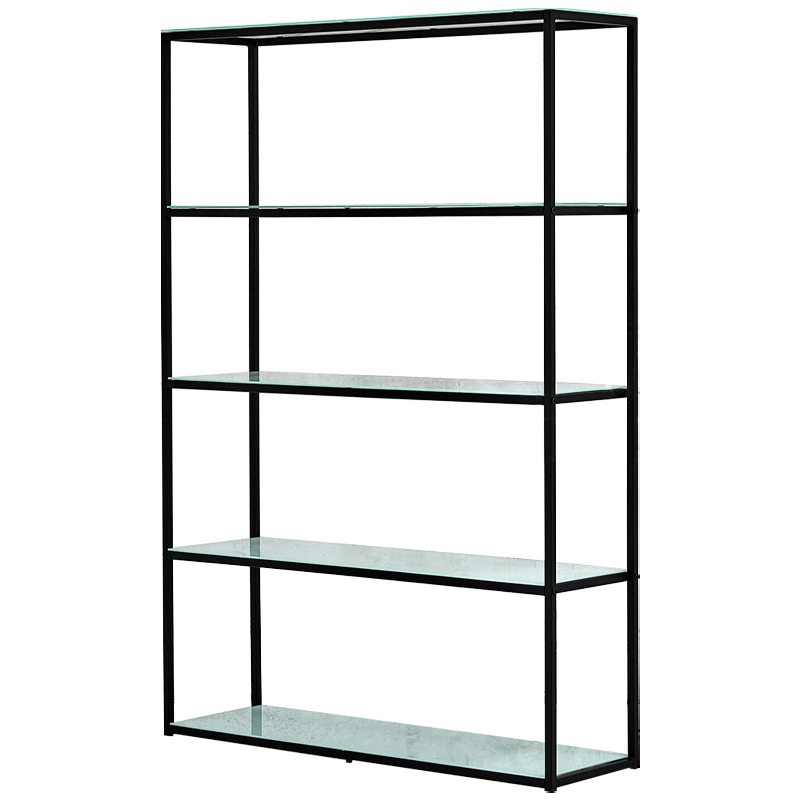 Стеллаж металлический со стеклянными полками Hebert Marble Glass Rack Черный Белый Стеллаж металлический со стеклянными полками Hebert Marble Glass Rack Черный Белый в Барнауле | Loft Concept
