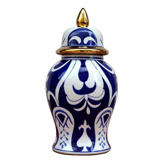 Китайская чайная ваза с крышкой Blue Pattern Белый Темно-синий Китайская чайная ваза с крышкой Blue Pattern Белый Темно-синий в Барнауле | Loft Concept