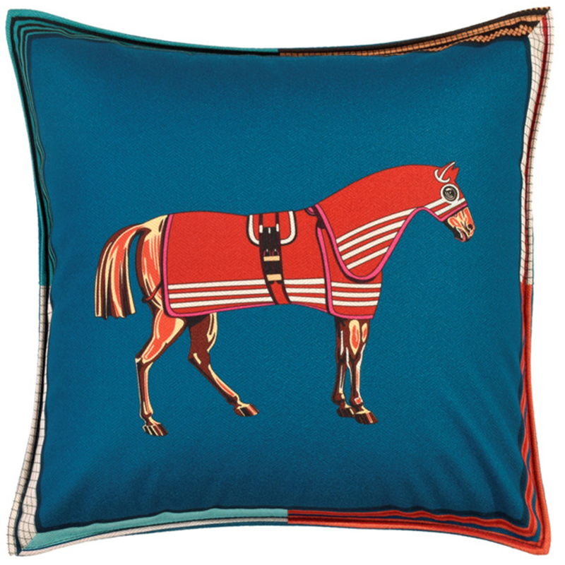Декоративная подушка Hermes Horse 41 Синий Красный Мульти Декоративная подушка Hermes Horse 41 Синий Красный Мульти в Барнауле | Loft Concept