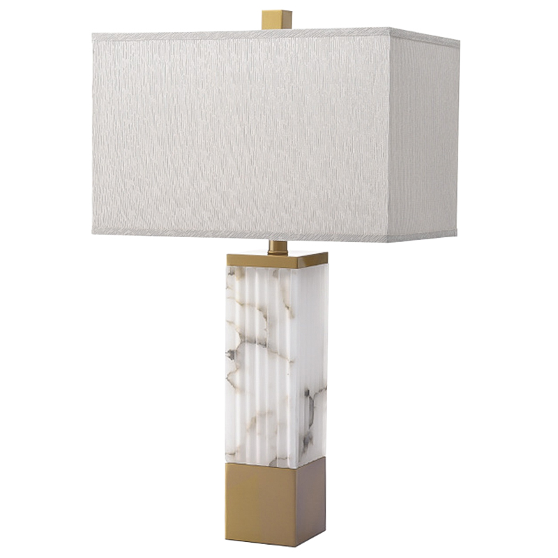 Настольная лампа Blanchefleur Marble Table Lamp Белый Мрамор Bianco Серый Латунь Настольная лампа Blanchefleur Marble Table Lamp Белый Мрамор Bianco Серый Латунь в Барнауле | Loft Concept