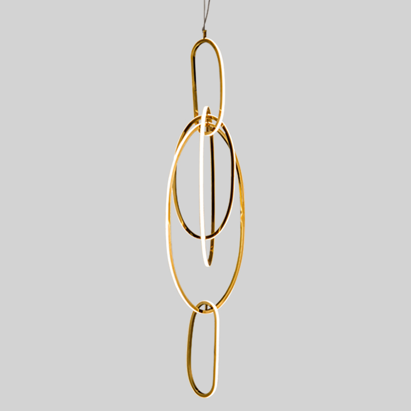 Люстра Vertical Gold Oval Rings Chandelier Золотой Люстра Vertical Gold Oval Rings Chandelier Золотой в Барнауле | Loft Concept