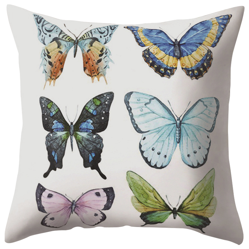 Декоративная подушка Six Butterflies Белый Мульти Декоративная подушка Six Butterflies Белый Мульти в Барнауле | Loft Concept