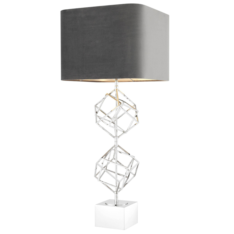 Настольная лампа Eichholtz Table Lamp Matrix Nickel Никель Серый в Барнауле | Loft Concept 
