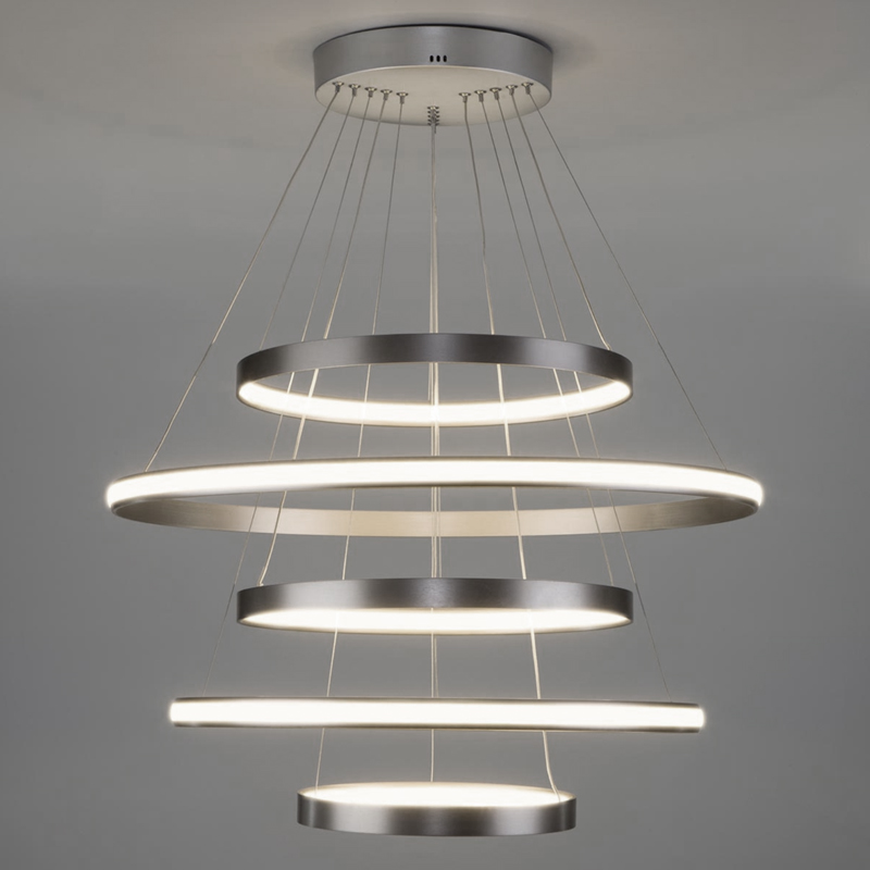 Люстра Light Ring Vertical Silver 5 колец Никель Сатин Люстра Light Ring Vertical Silver 5 колец Никель Сатин в Барнауле | Loft Concept