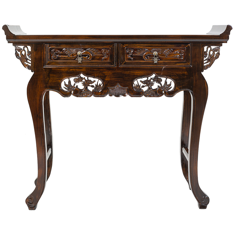 Консоль деревянная в Китайском стиле с 2-мя ящиками Chinese Dragon Console Коричневый Консоль деревянная в Китайском стиле с 2-мя ящиками Chinese Dragon Console Коричневый в Барнауле | Loft Concept