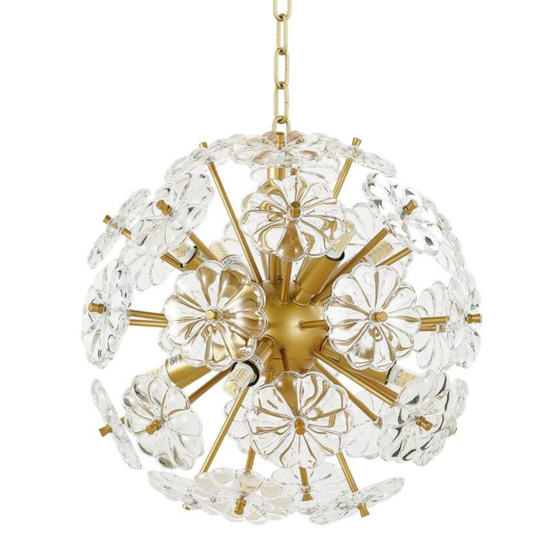 Люстра Glass Flowers Sputnik Chandelier D 32 матовое золото Прозрачное Стекло Люстра Glass Flowers Sputnik Chandelier D 32 матовое золото Прозрачное Стекло в Барнауле | Loft Concept