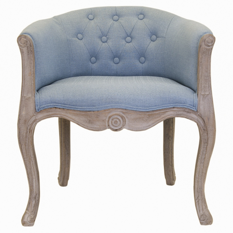 Кресло низкое в стиле прованс Louis French Armchair light blue flax Светло-голубой Бежево-серый Кресло низкое в стиле прованс Louis French Armchair light blue flax Светло-голубой Бежево-серый в Барнауле | Loft Concept